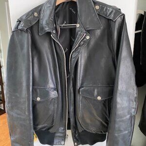Leather bomber jacket by Schott